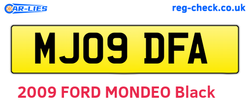 MJ09DFA are the vehicle registration plates.