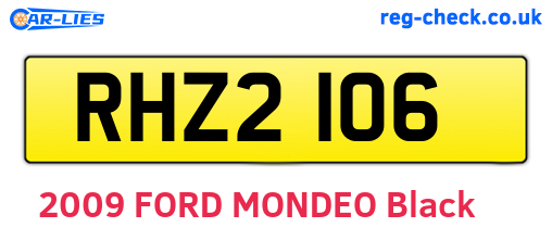 RHZ2106 are the vehicle registration plates.