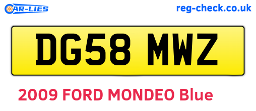 DG58MWZ are the vehicle registration plates.