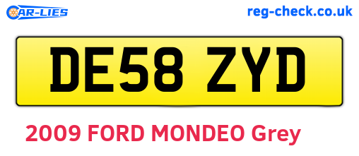DE58ZYD are the vehicle registration plates.