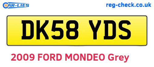 DK58YDS are the vehicle registration plates.