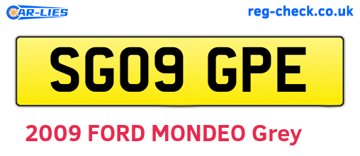 SG09GPE are the vehicle registration plates.