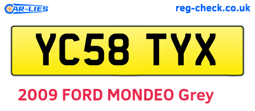 YC58TYX are the vehicle registration plates.
