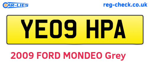 YE09HPA are the vehicle registration plates.