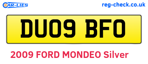 DU09BFO are the vehicle registration plates.
