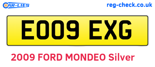 EO09EXG are the vehicle registration plates.
