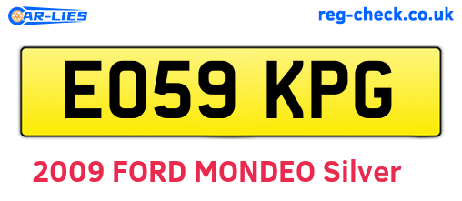 EO59KPG are the vehicle registration plates.