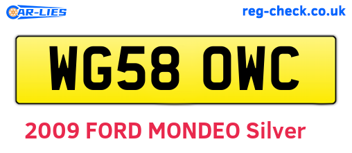 WG58OWC are the vehicle registration plates.