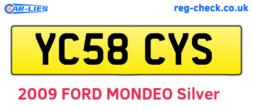 YC58CYS are the vehicle registration plates.
