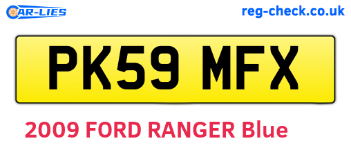 PK59MFX are the vehicle registration plates.