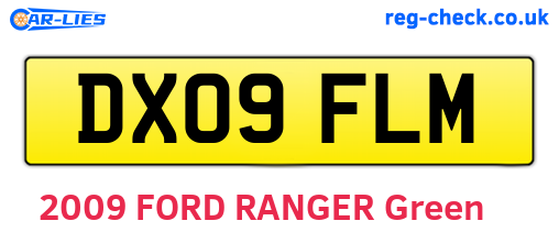 DX09FLM are the vehicle registration plates.