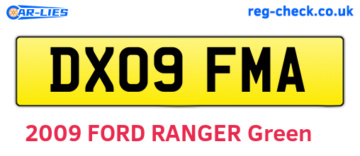 DX09FMA are the vehicle registration plates.