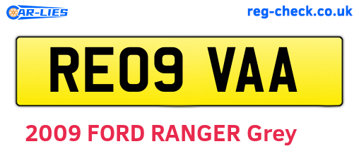 RE09VAA are the vehicle registration plates.