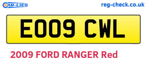 EO09CWL are the vehicle registration plates.