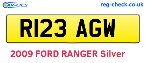 R123AGW are the vehicle registration plates.