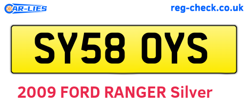 SY58OYS are the vehicle registration plates.