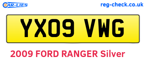 YX09VWG are the vehicle registration plates.