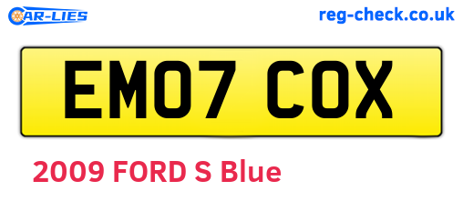 EM07COX are the vehicle registration plates.