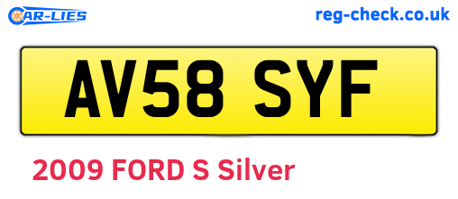 AV58SYF are the vehicle registration plates.