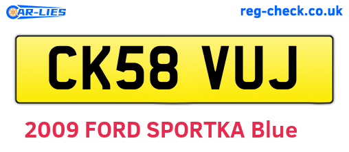 CK58VUJ are the vehicle registration plates.