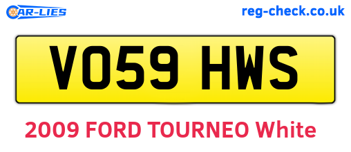 VO59HWS are the vehicle registration plates.