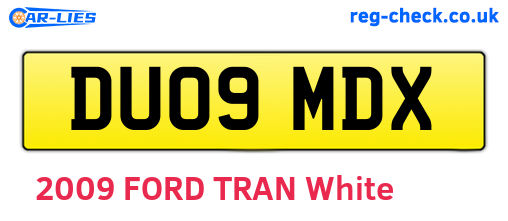 DU09MDX are the vehicle registration plates.