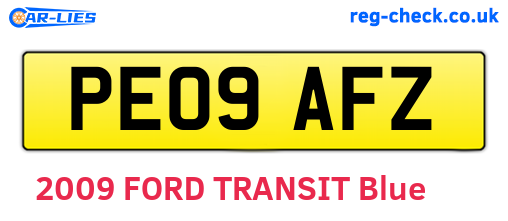 PE09AFZ are the vehicle registration plates.