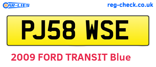 PJ58WSE are the vehicle registration plates.