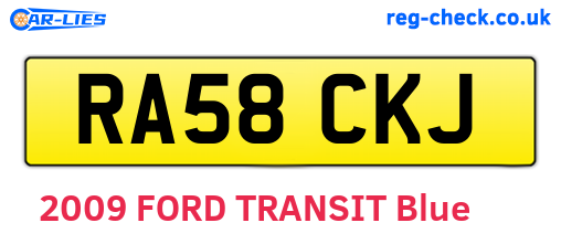 RA58CKJ are the vehicle registration plates.