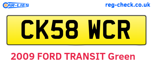 CK58WCR are the vehicle registration plates.