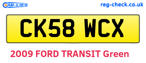 CK58WCX are the vehicle registration plates.