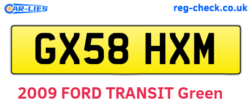 GX58HXM are the vehicle registration plates.