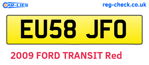 EU58JFO are the vehicle registration plates.