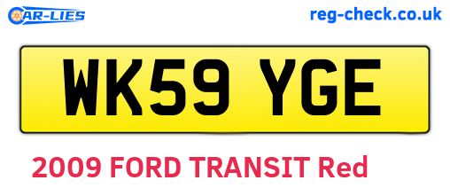 WK59YGE are the vehicle registration plates.