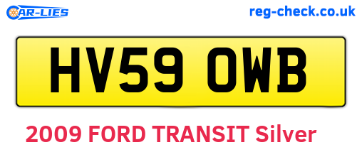 HV59OWB are the vehicle registration plates.