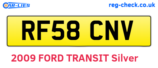 RF58CNV are the vehicle registration plates.