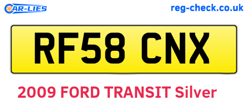 RF58CNX are the vehicle registration plates.