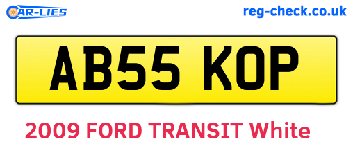 AB55KOP are the vehicle registration plates.