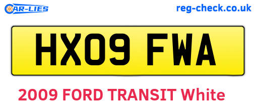 HX09FWA are the vehicle registration plates.