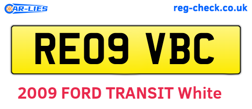 RE09VBC are the vehicle registration plates.