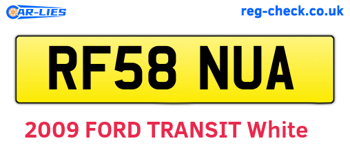 RF58NUA are the vehicle registration plates.