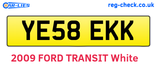 YE58EKK are the vehicle registration plates.