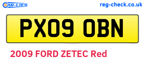 PX09OBN are the vehicle registration plates.