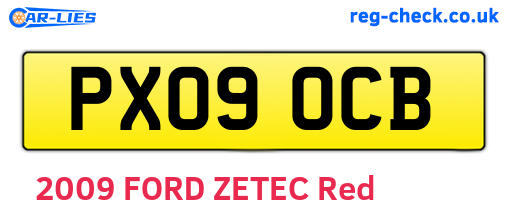 PX09OCB are the vehicle registration plates.