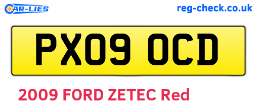 PX09OCD are the vehicle registration plates.