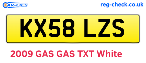 KX58LZS are the vehicle registration plates.