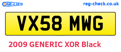 VX58MWG are the vehicle registration plates.