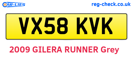 VX58KVK are the vehicle registration plates.