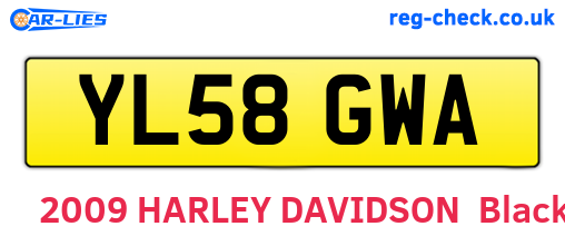 YL58GWA are the vehicle registration plates.