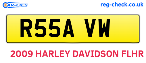 R55AVW are the vehicle registration plates.